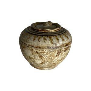 Indonesian Pottery Thai Sawankhalok Covered Stoneware Box 14th Century